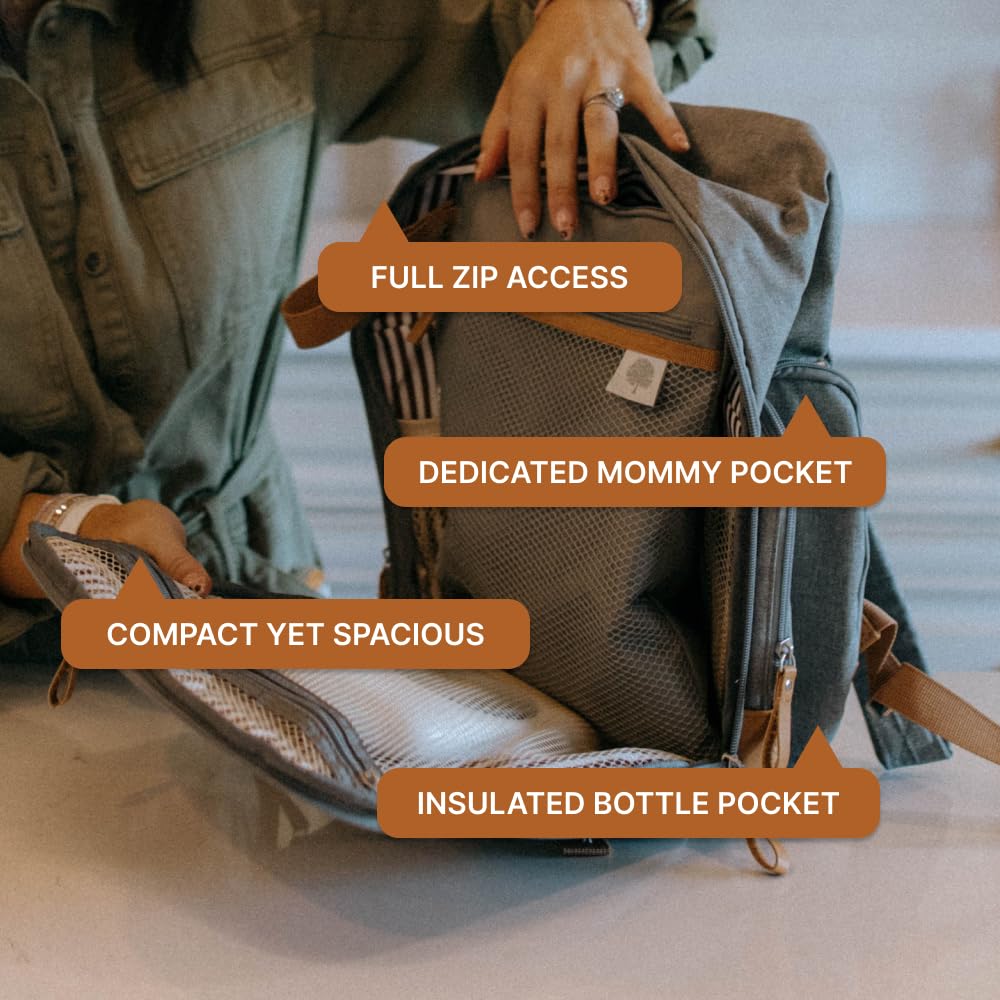 Parker Baby Co diaper backpack durable water-resistant canvas with vegan leather accents.