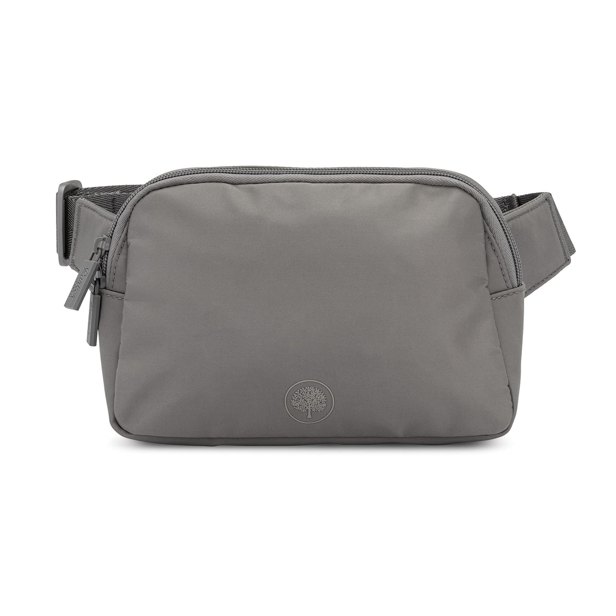 Parker Baby Co. diaper belt bag gray front view helps quick diaper changes on the go.