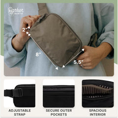 Parker Baby Co. diaper belt bag gray interior pockets organize wipes and essentials.