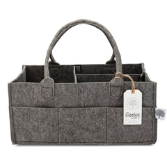 Parker Baby Co. diaper caddy in charcoal for organized nursery storage and easy reach