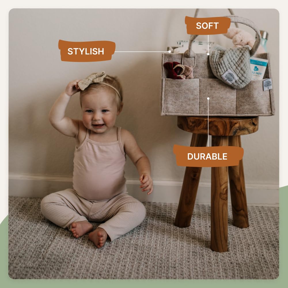 Parker Baby Co. diaper caddy diaper-organizer features removable insert for easy toy-storage.