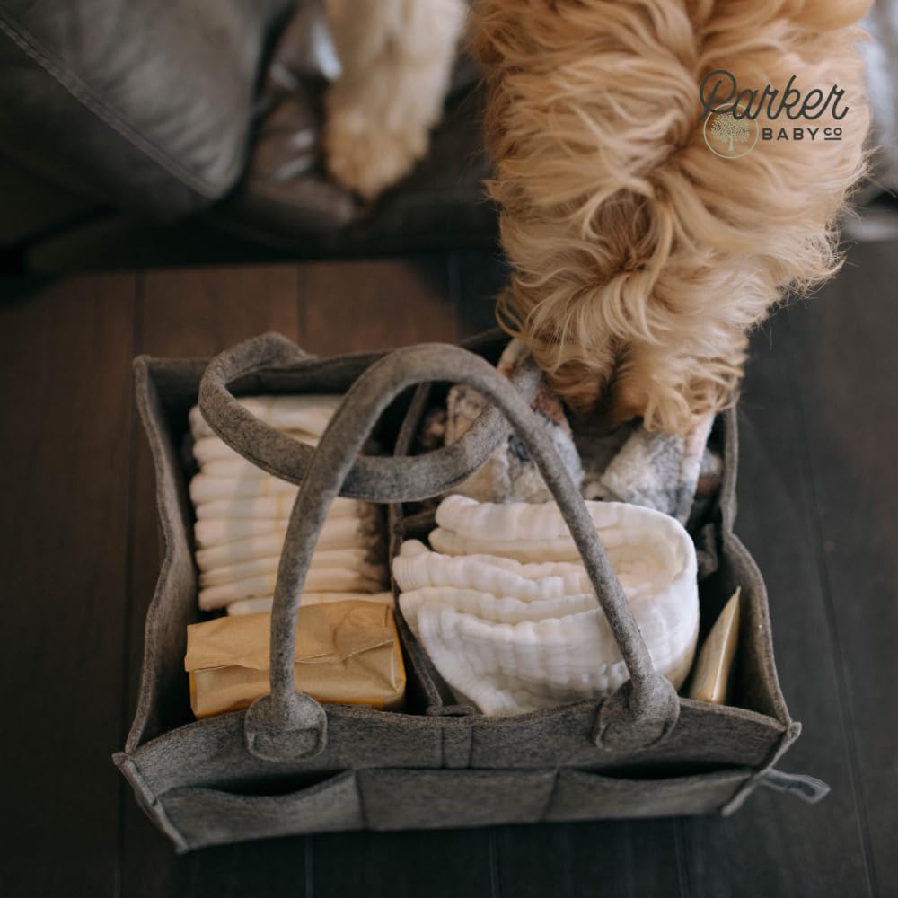 Parker Baby Co. diaper caddy charcoal aesthetic suitable as a gift
