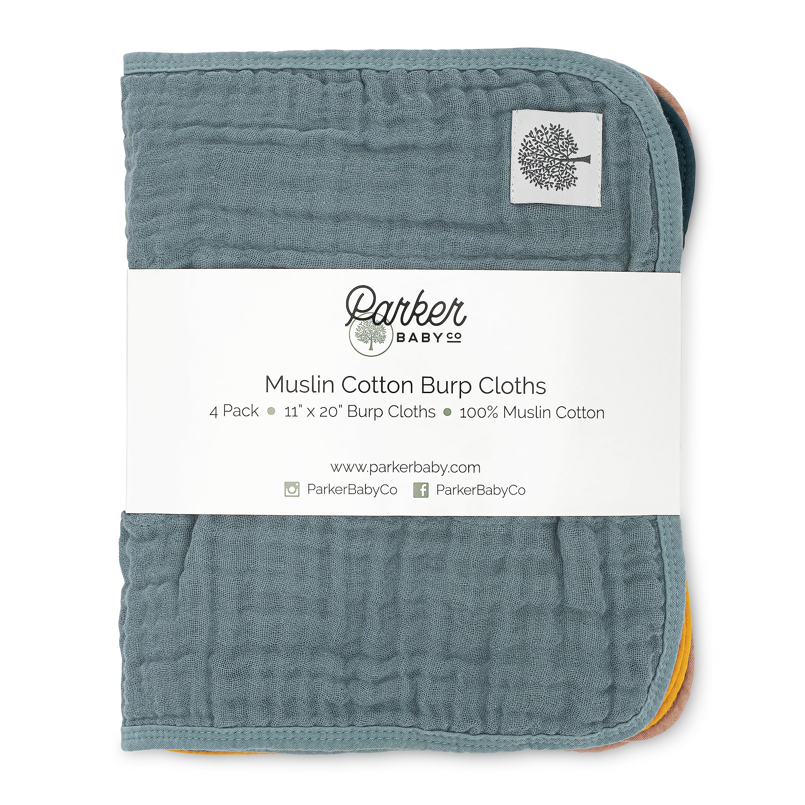 Parker Baby Co large 20x11 burp cloths cover shoulders and outfits efficiently.