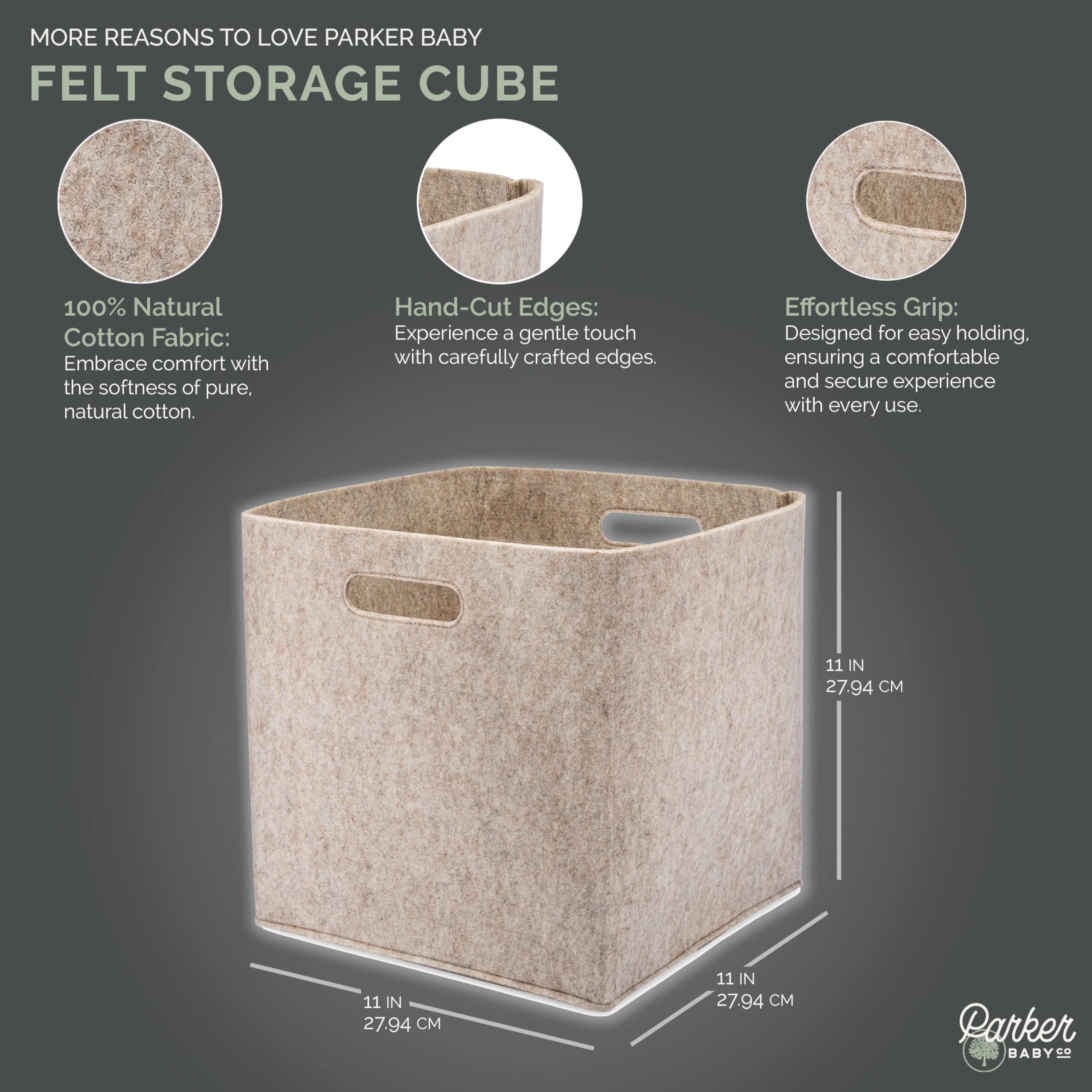 Parker Baby Co felt texture closeup shows soft, durable material for daily use.