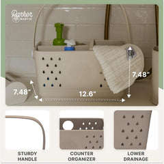 Parker Baby Co. Large Bath Caddy hanging-dry view demonstrates easy drying after bath.