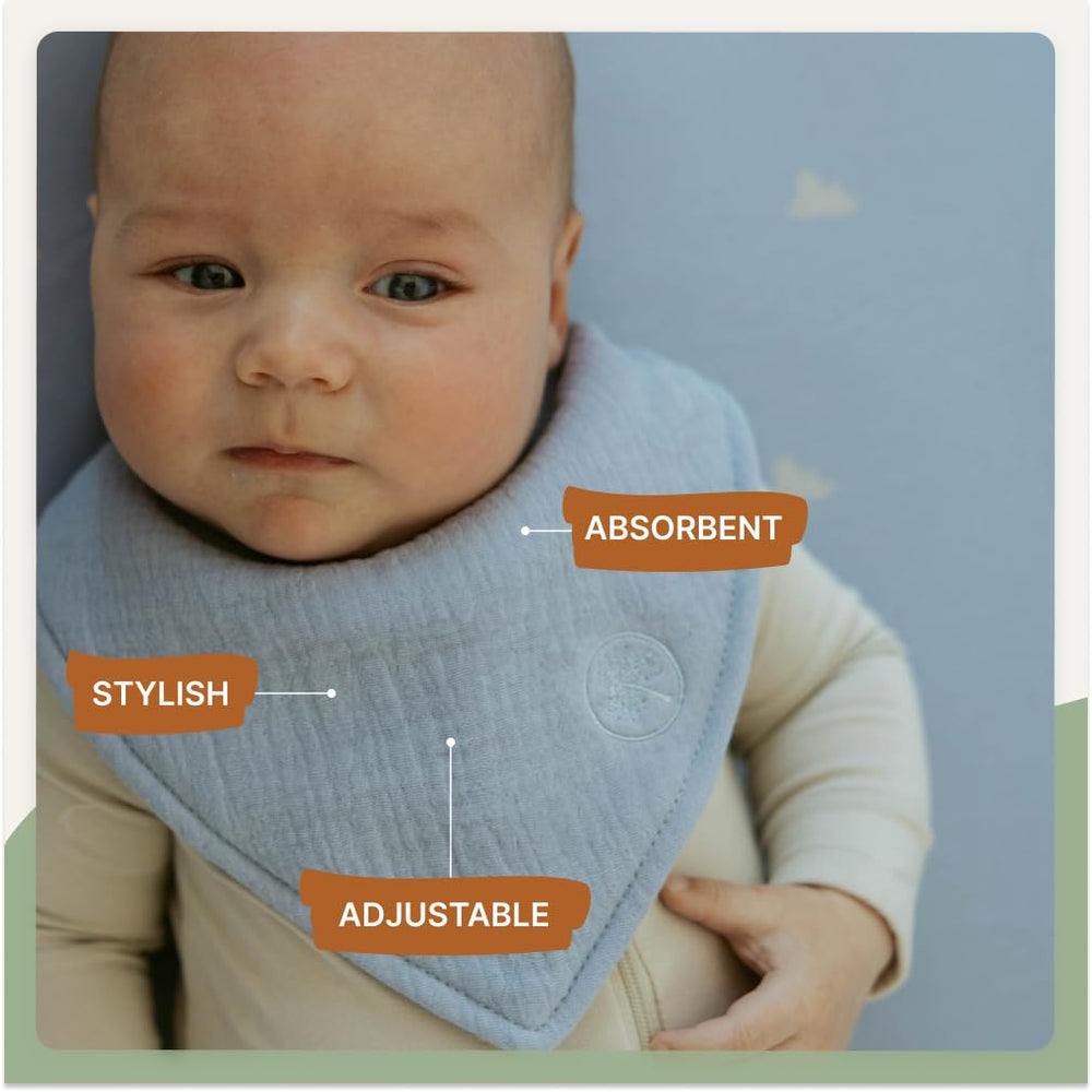 Parker Baby Co muslin bandana bibs four-pack colors for easy mix-and-match outfits.