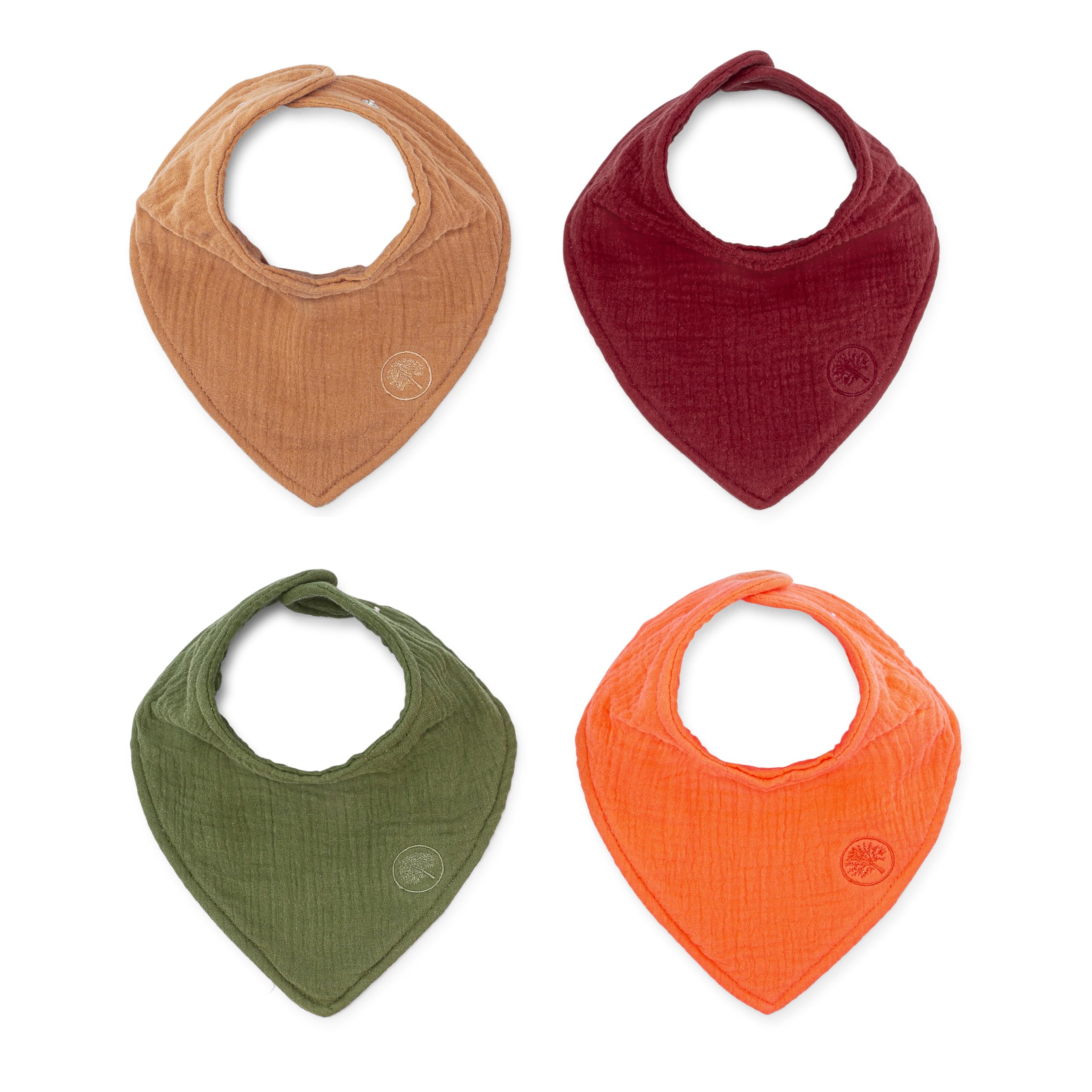 Parker Baby Co muslin bandana bib shows four-layer absorbent design for drool messes