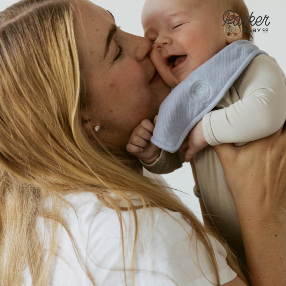 Parker Baby Co muslin bandana bibs care-wash-dry test showing easy maintenance.