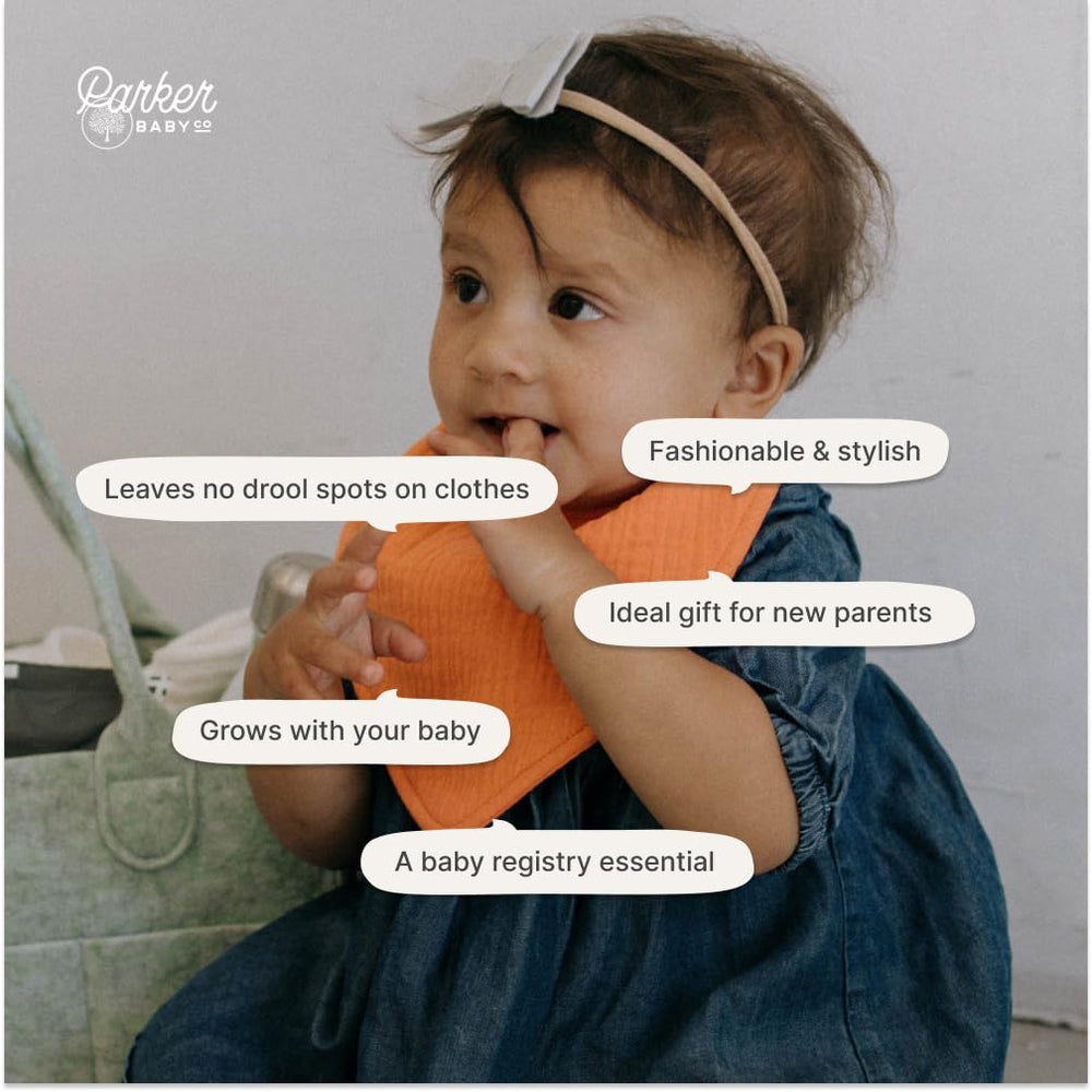 Parker Baby Co bib features reinforced edge stitching for durability
