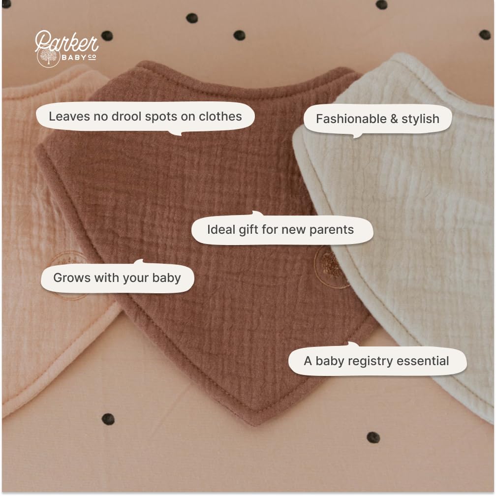 Parker Baby Co. gift-ready muslin bibs for thoughtful baby showers.