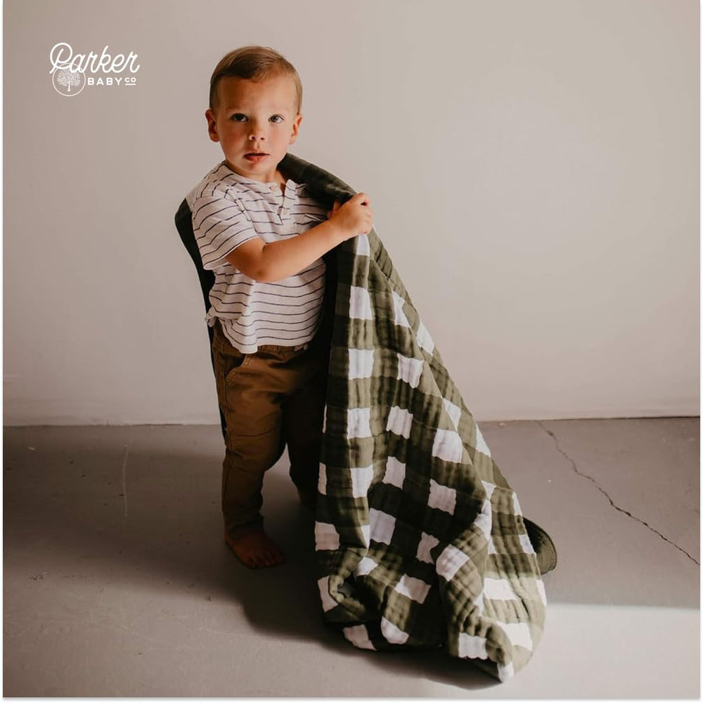 Parker Baby Co muslin blanket in crib use with soft breathable layers