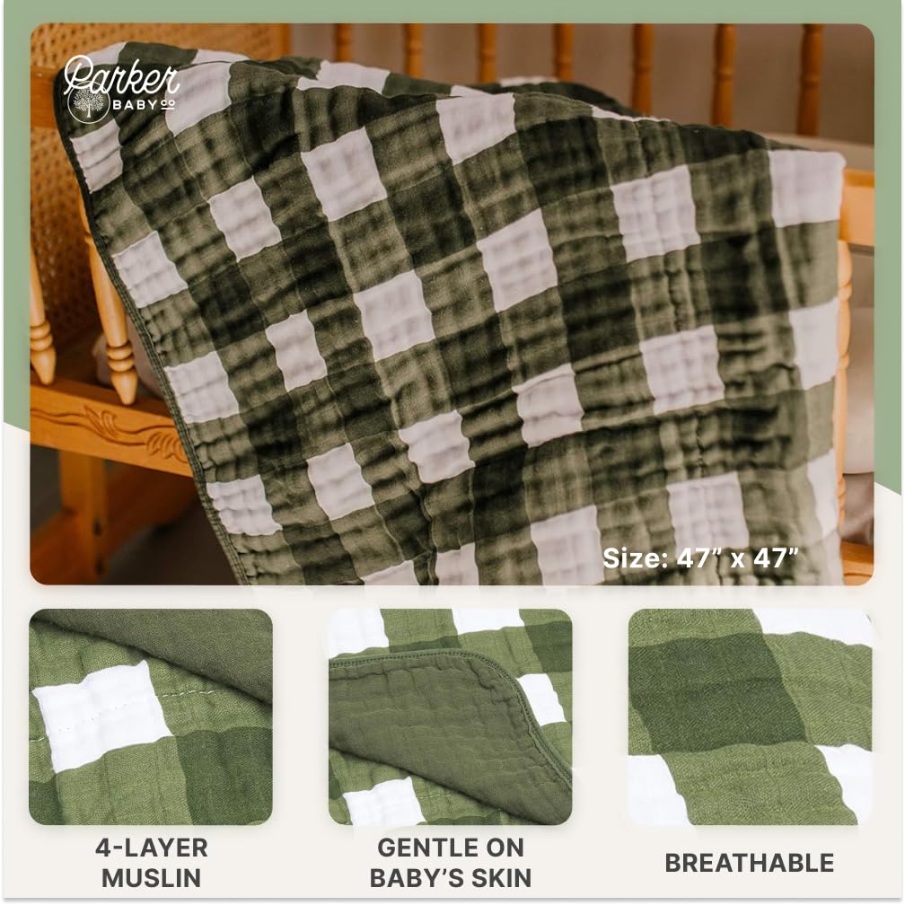 Parker Baby Co muslin blanket pebble pattern in nursery setting enhances gender-neutral decor