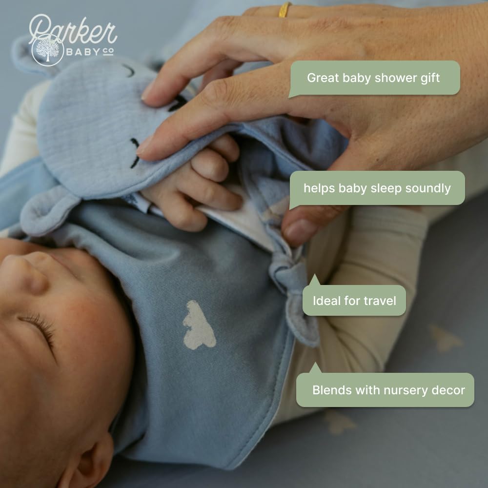 Parker Baby Co muslin lovey on crib for soothing bedtime routine