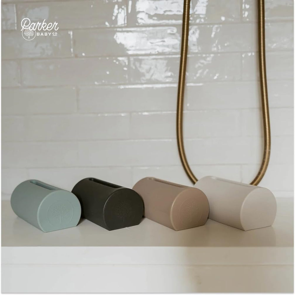 Parker Baby Co neutral raindrop design complements bathroom décor while protecting skin.