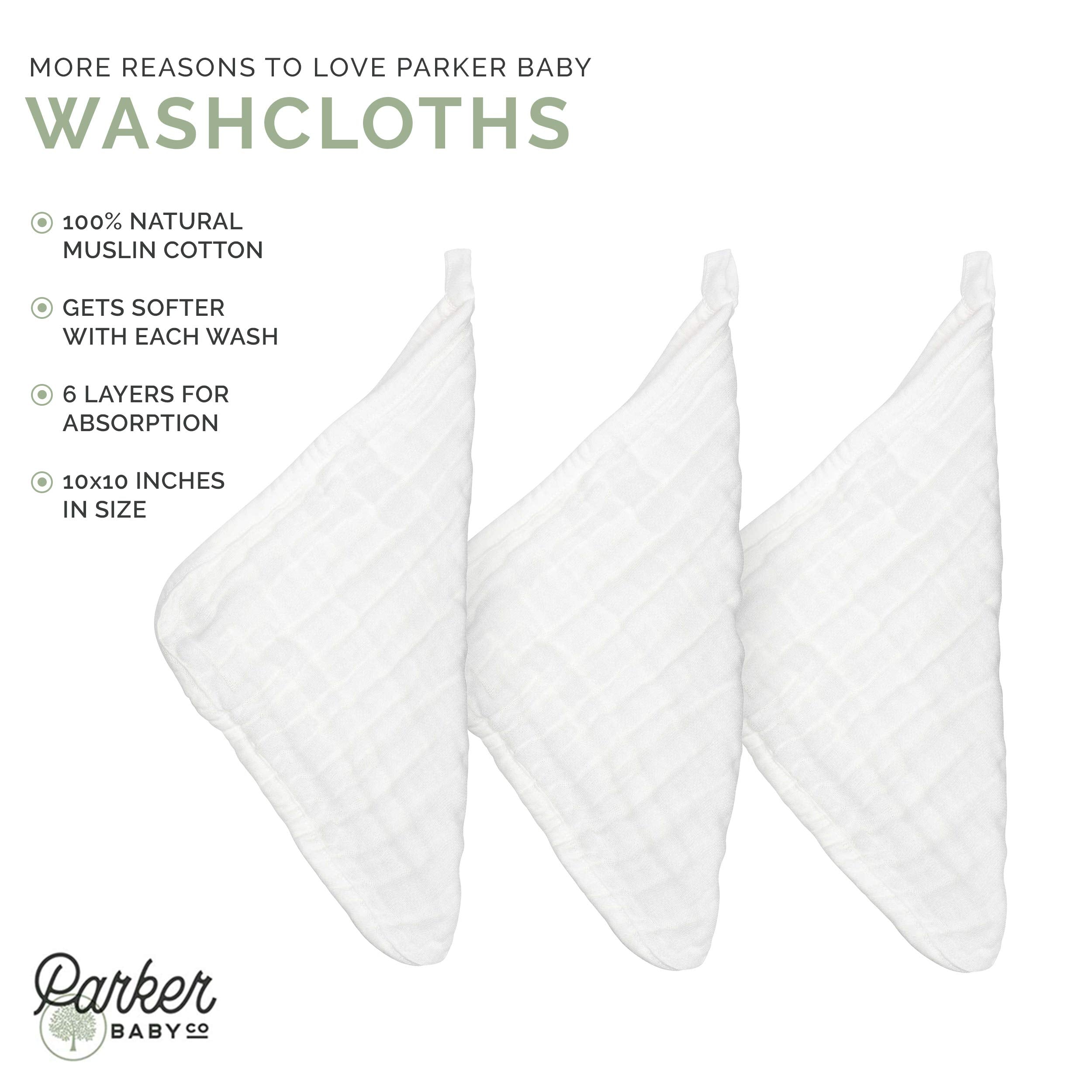 Parker Baby Co neutral-packaging washcloths presented as a practical gift
