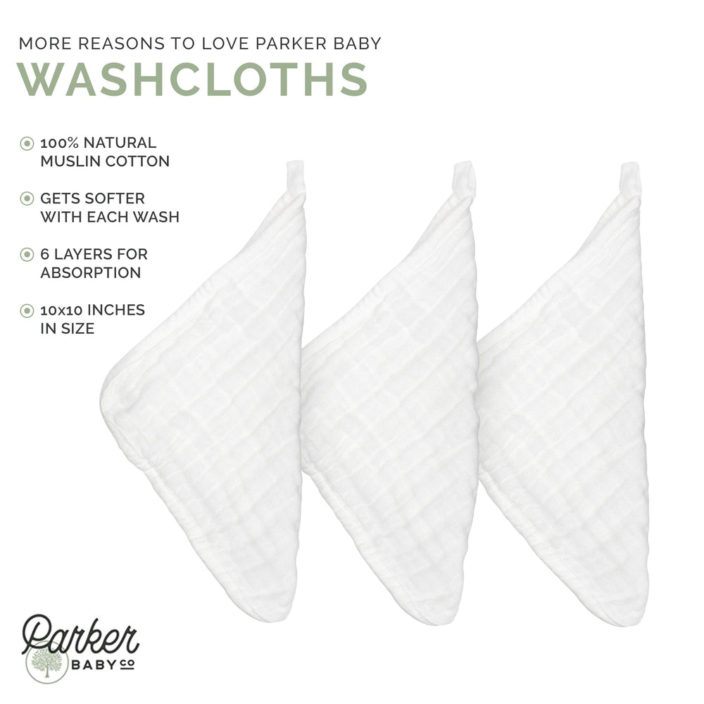 Parker Baby Co neutral-packaging washcloths presented as a practical gift