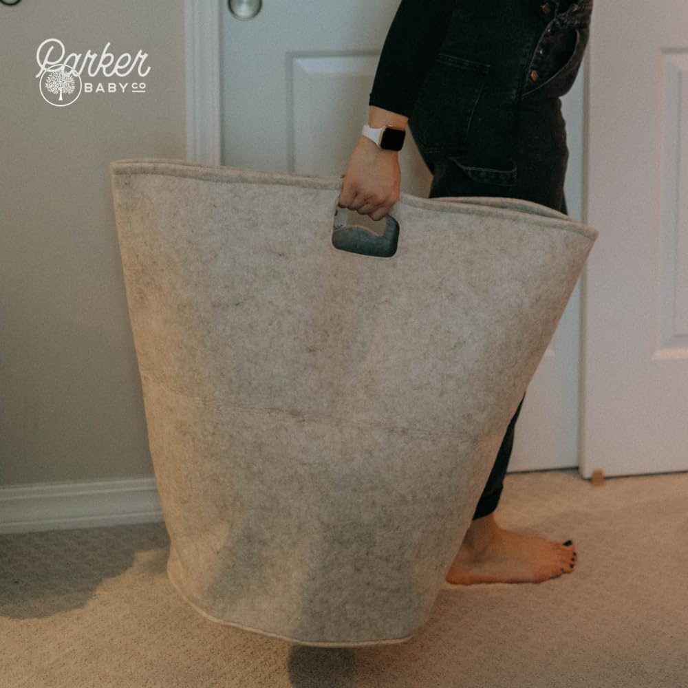 Parker Baby Co. gray hamper as a practical baby shower gift option.