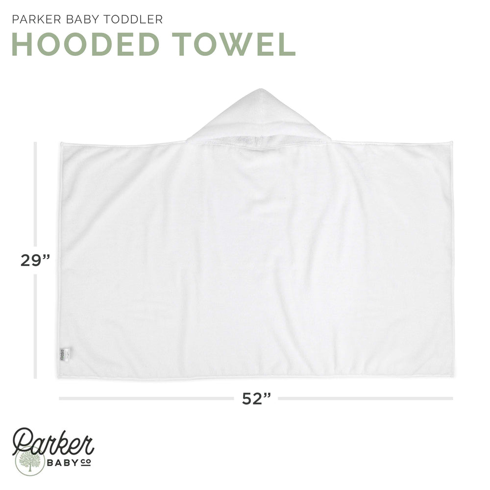 Parker Baby Co. hooded towel folded neatly shows easy storage and display