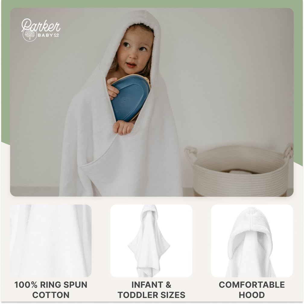 Parker Baby Co. premium hooded towel toddler size offers growing-room coverage through baths