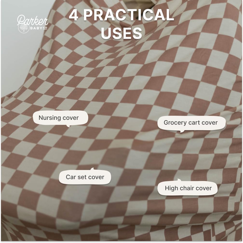 Parker Baby Co Rosewood Checker stretchy fabric close-up shows breathable rayon blend