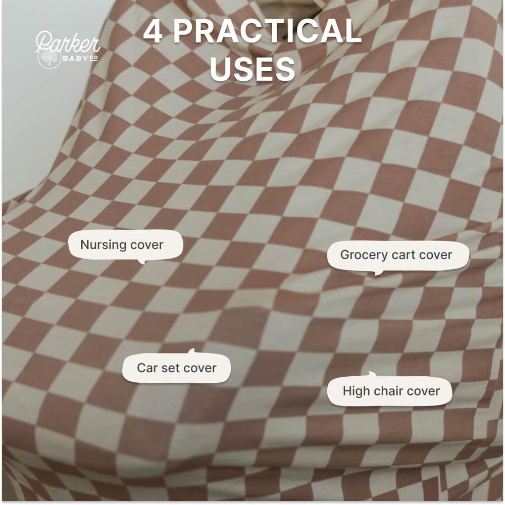 Parker Baby Co Rosewood Checker stretchy fabric close-up shows breathable rayon blend