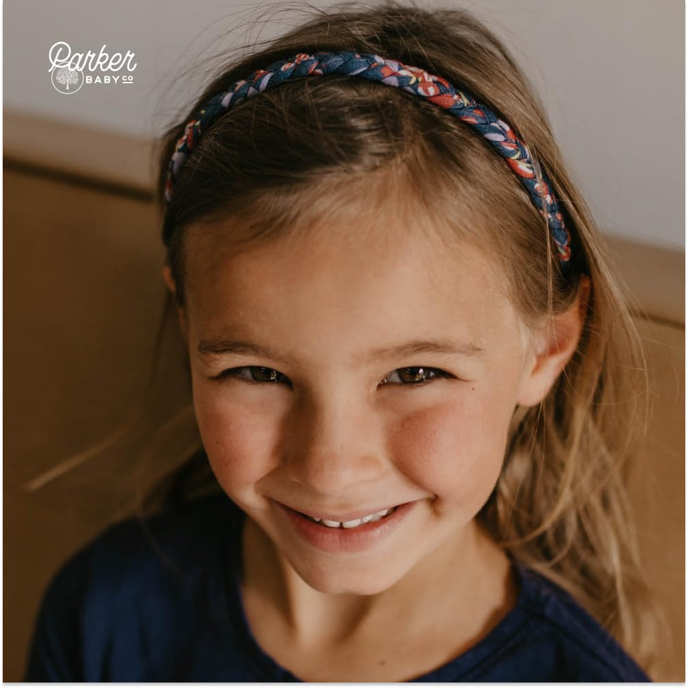 Parker Baby Co. stretchy band keeps hair in place during activities.