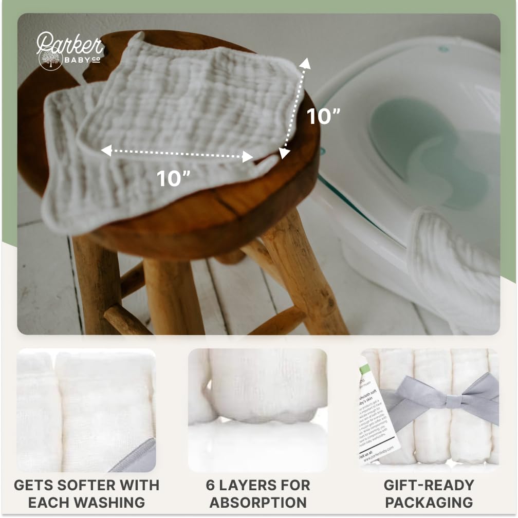 Parker Baby Co washcloths hanging loop ready for fast drying and reuse