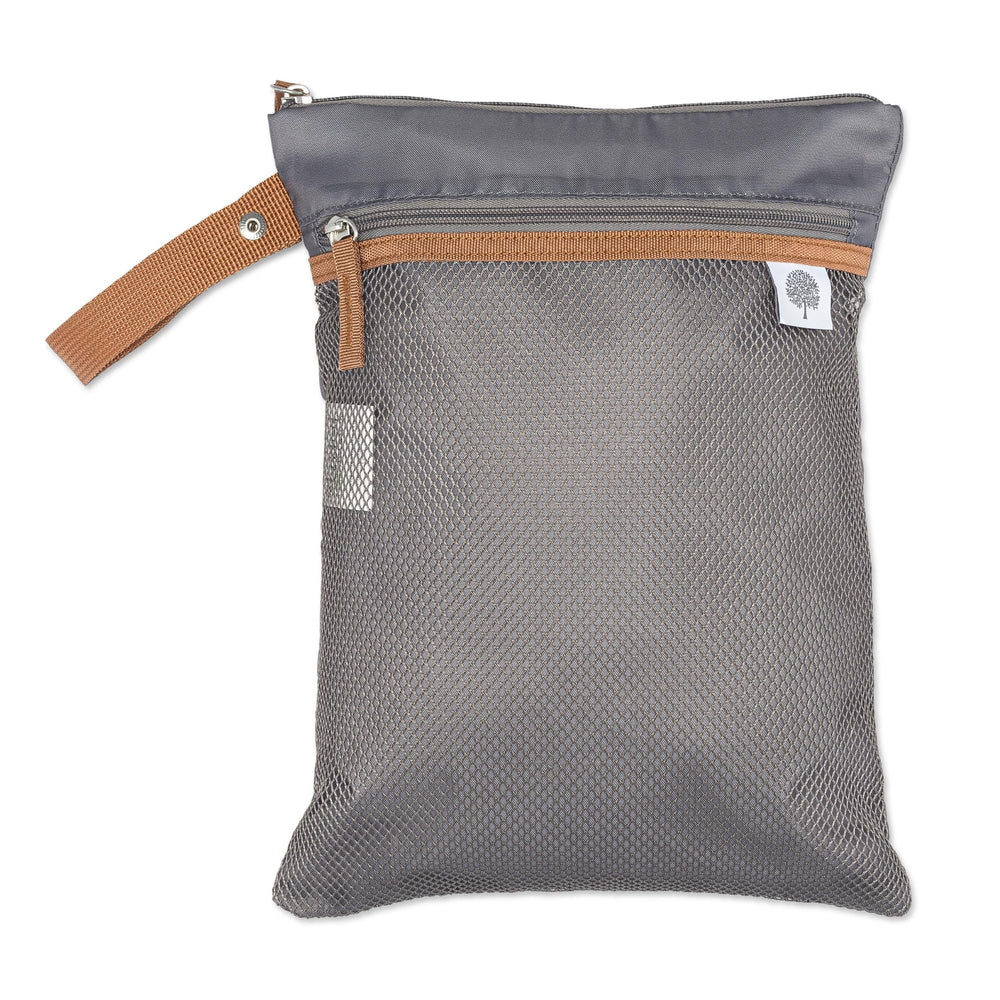 Parker Baby Co Wet Dry Bag gray-front helps keep diapers organized on the go