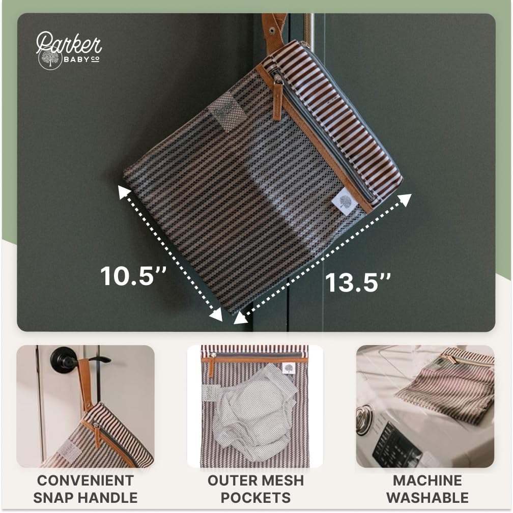 Parker Baby Co. wet-dry bag snap-handle allows hands-free hanging from stroller