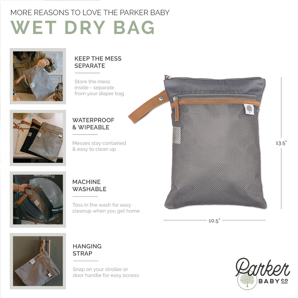 Parker Baby Co Wet Dry Bag waterproof main compartment locks moisture and odors