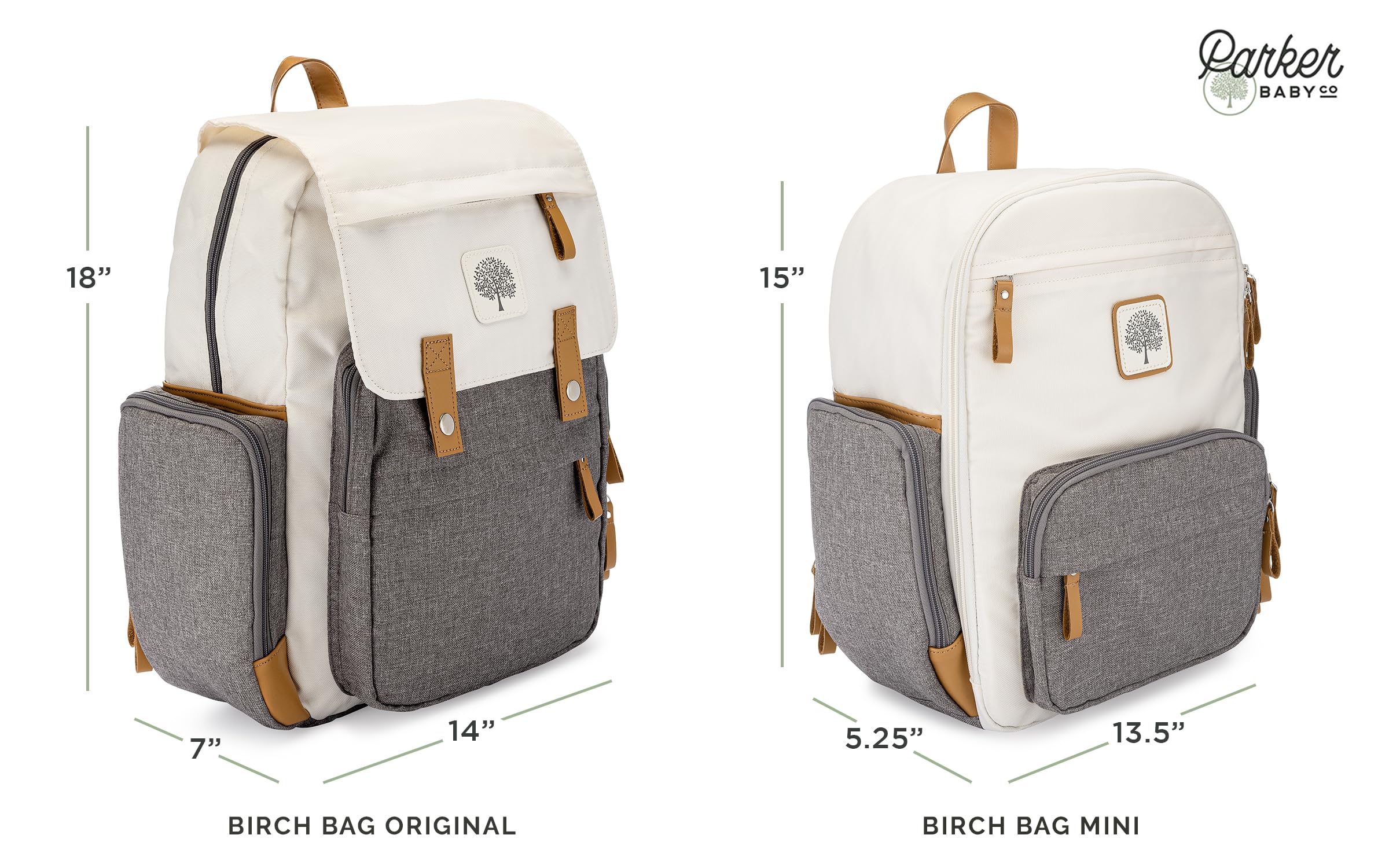 Parker Baby Diaper Backpack Birch Bag easy-clean interior simplifies messes.