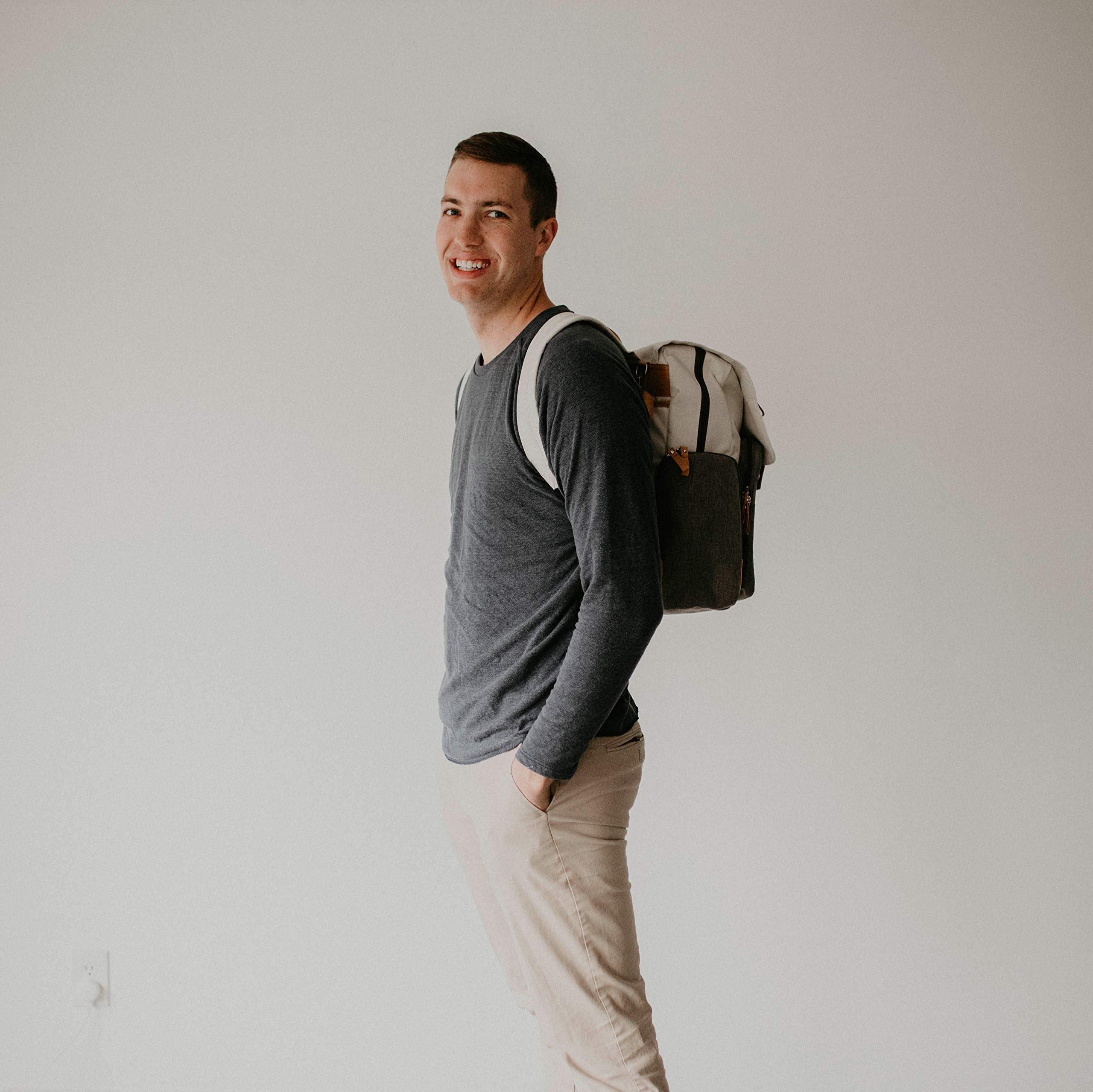 Parker Baby Diaper Backpack Birch Bag vegan leather accents add style.