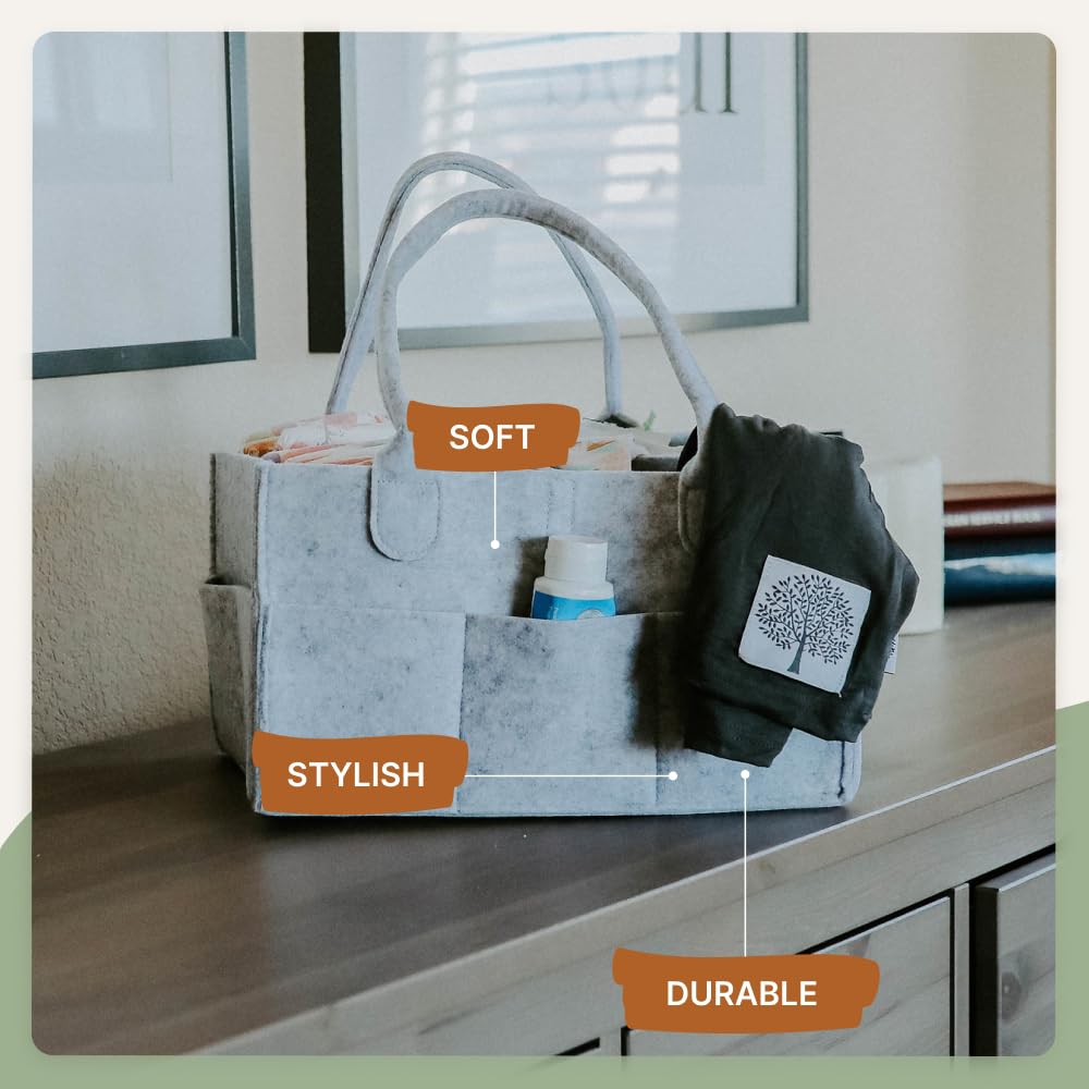 Parker Baby Diaper Caddy outer pockets keep extra items within reach.