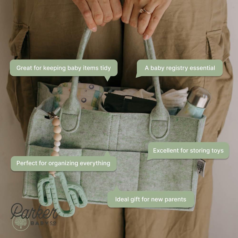 Parker Baby Diaper Caddy sage green car-use proves portable organization for trips
