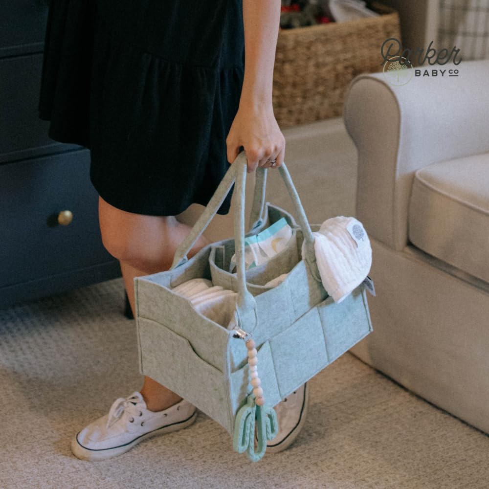 Parker Baby Diaper Caddy sage green gift option for baby showers