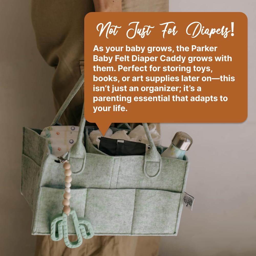 Parker Baby Diaper Caddy sage green removable insert doubles as toy bin