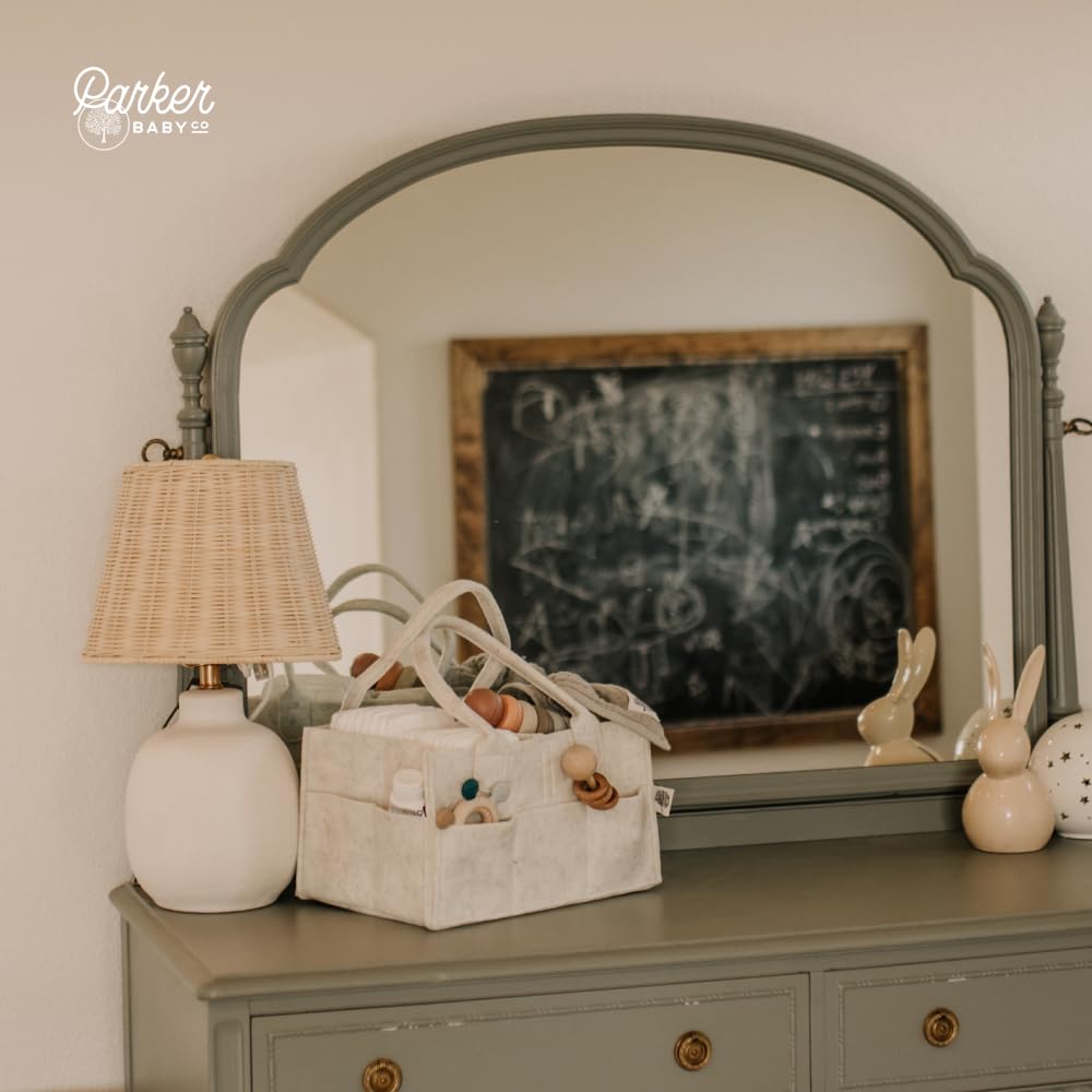 Parker Baby Diaper Caddy white finish fits neutral nursery decor.