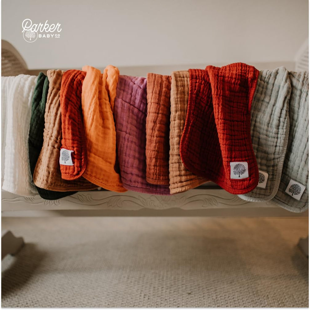 Parker Baby Muslin Burp Cloths multi-use cloths for daily messes.