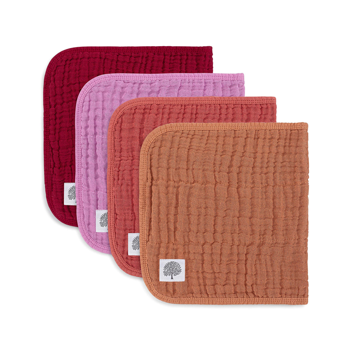 Parker Baby Muslin Burp Cloths rose pack front view for quick spill cleanup.