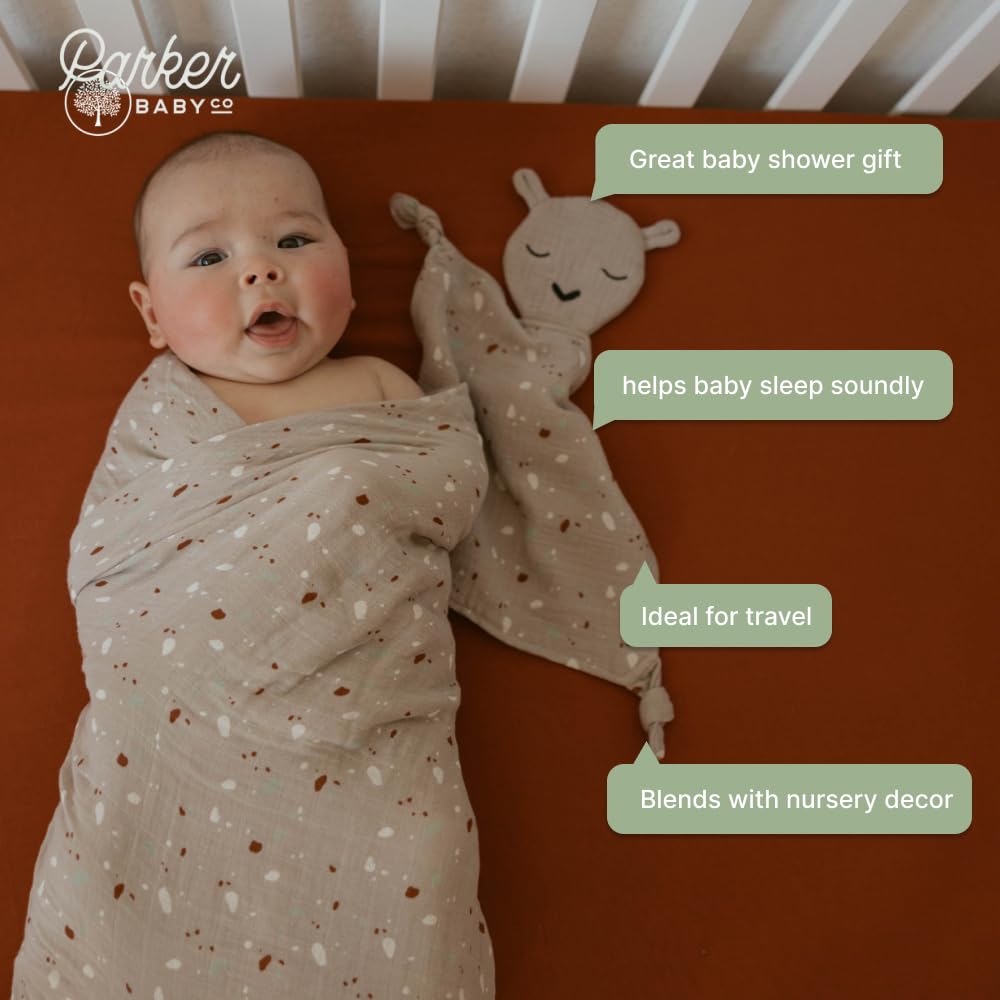 Parker Baby Muslin Lovey in a calm nursery setting enhances cozy ambience.