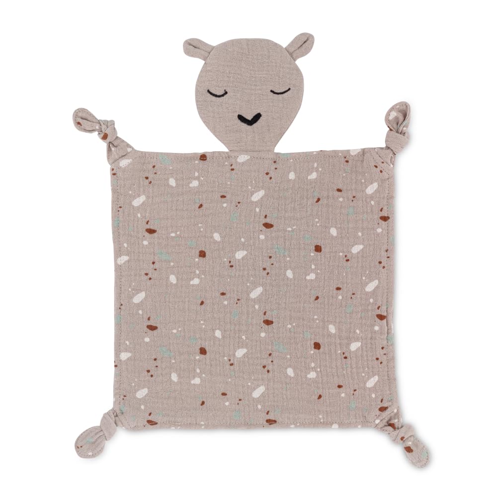 Parker Baby Muslin Lovey close-up shows soft, breathable fabric for soothing cuddles.