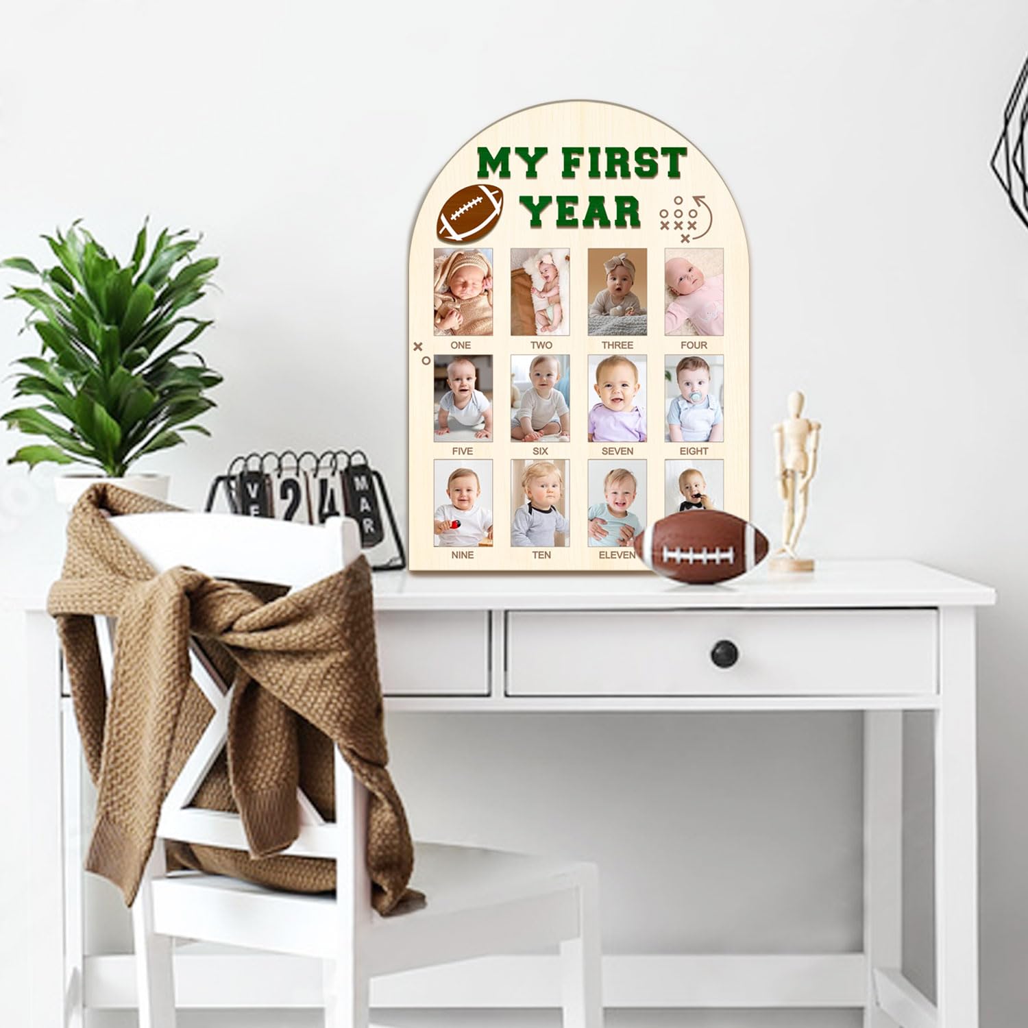 Partico My First Year Photo Board hanging-or-stand-display offers flexible placement options.