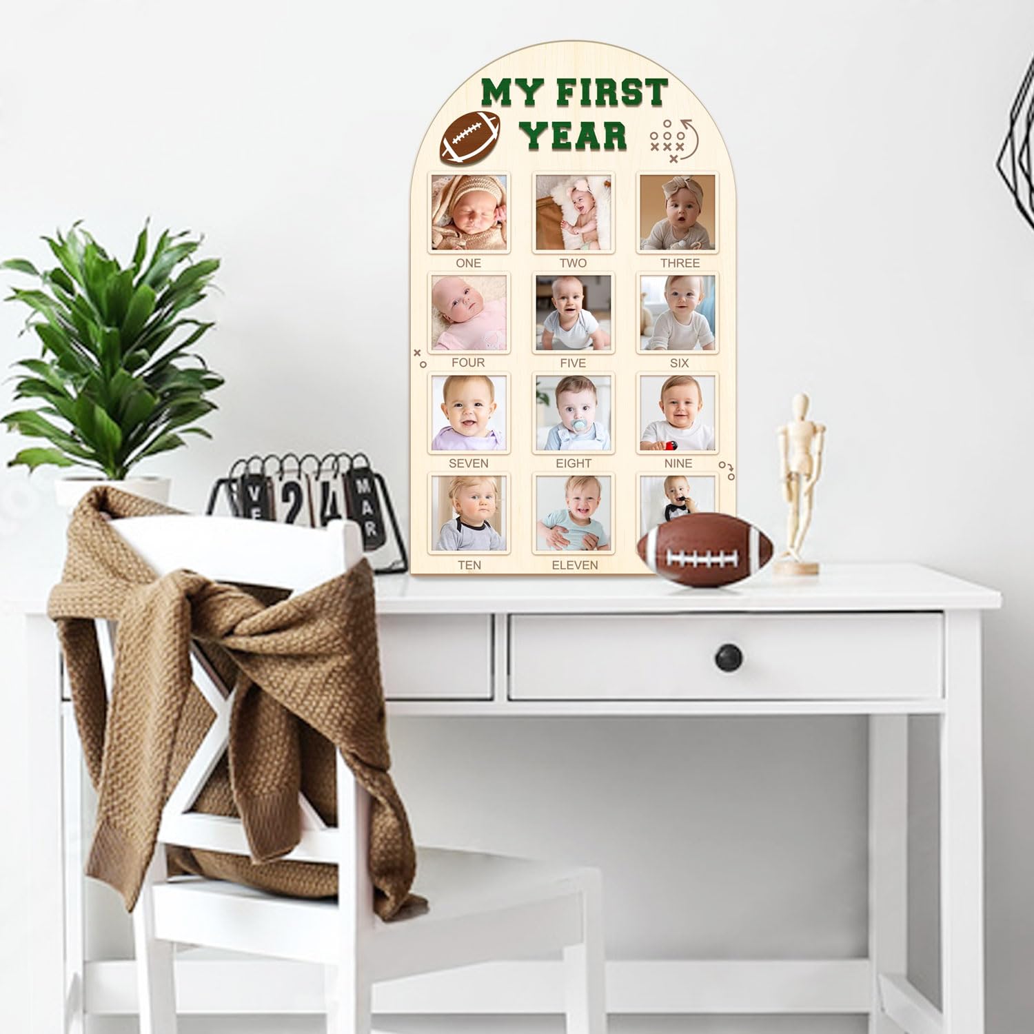 Partico milestone board displayed on wall in nursery setting
