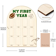 Partico My First Year Photo Board month-1-12-layout shows milestone grid for scrapbook-worthy keepsakes.