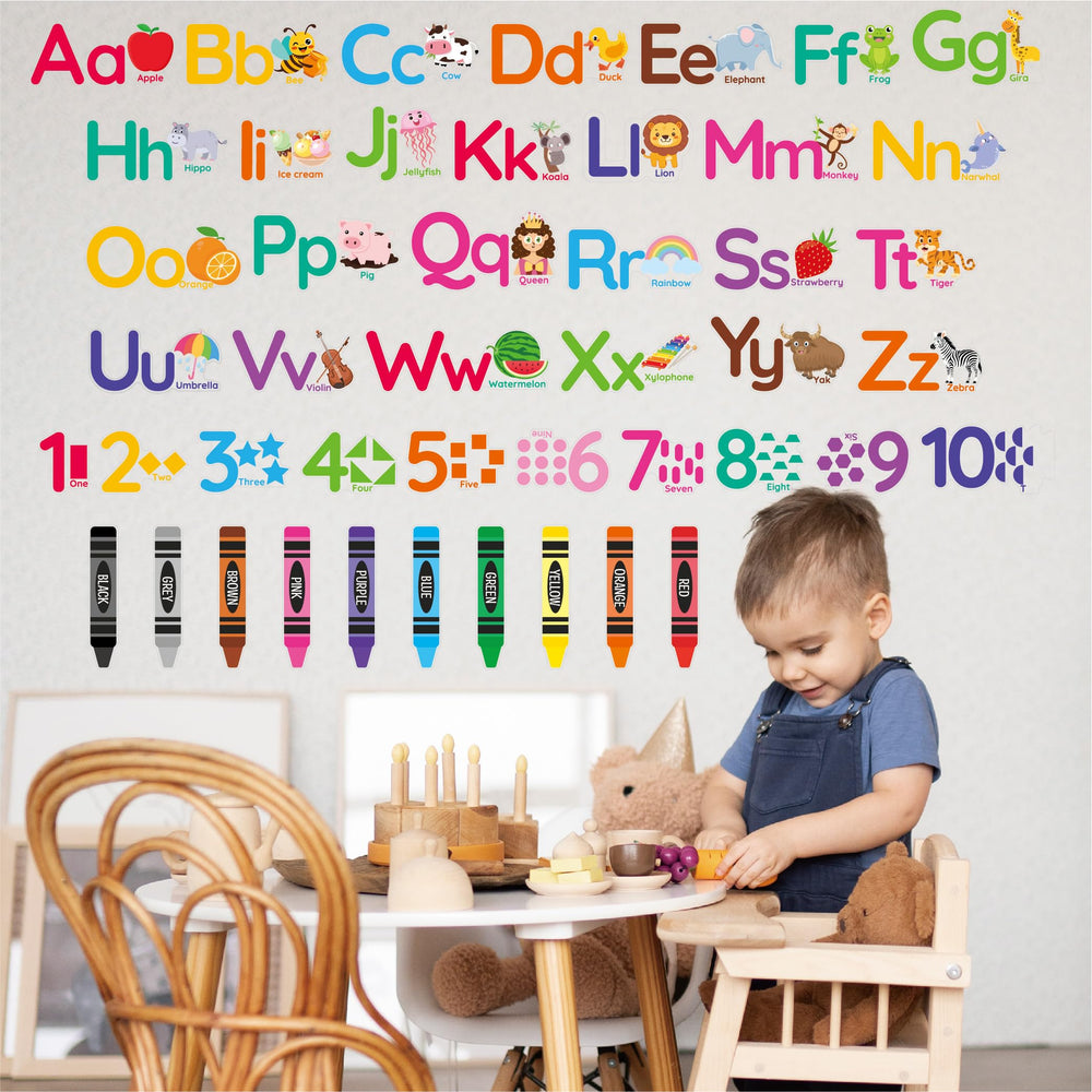 PartyGarden Alphabet letters numbers variety wall stickers close-up showcasing vibrant learning visuals.