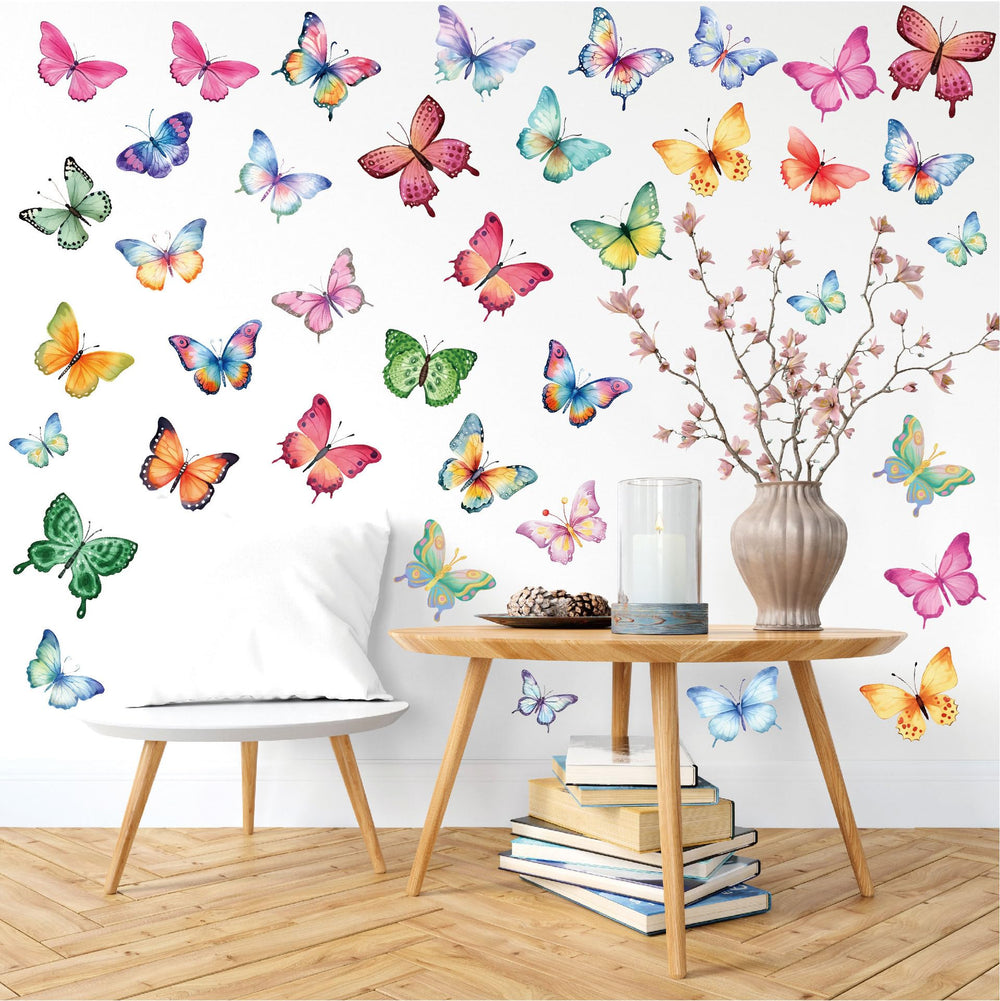 PartyGarden butterfly wall stickers eight-sheet collection shows watercolor butterflies
