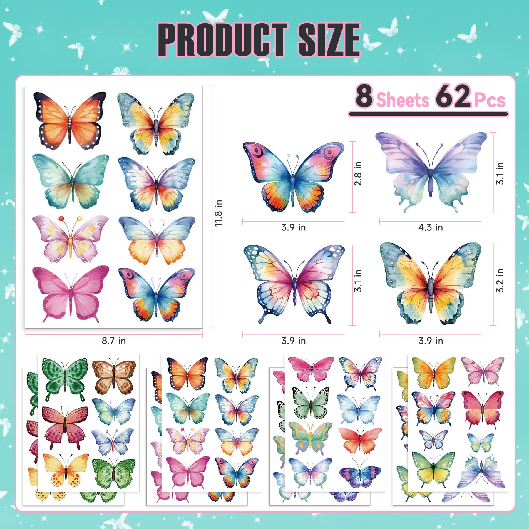 PartyGarden butterfly wall stickers on-wall close-up demonstrating glossy finish