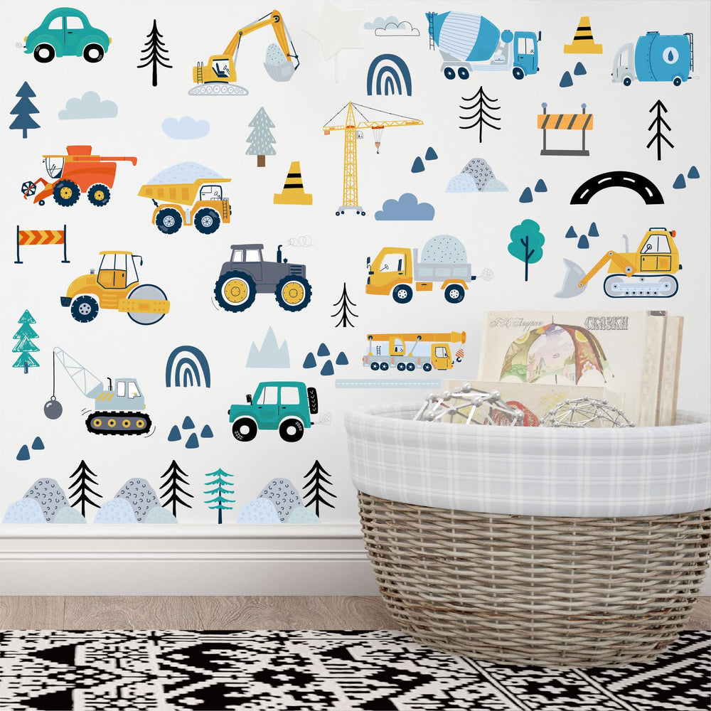 Partygarden Construction Excavator wall stickers add color for engaging room decor