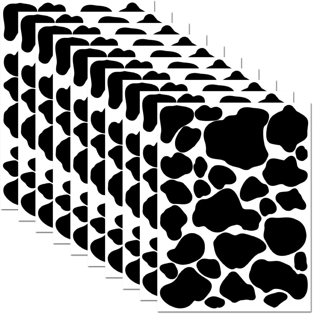 PartyGarden cow print stickers sheet close-up, durable vinyl for long-lasting decor