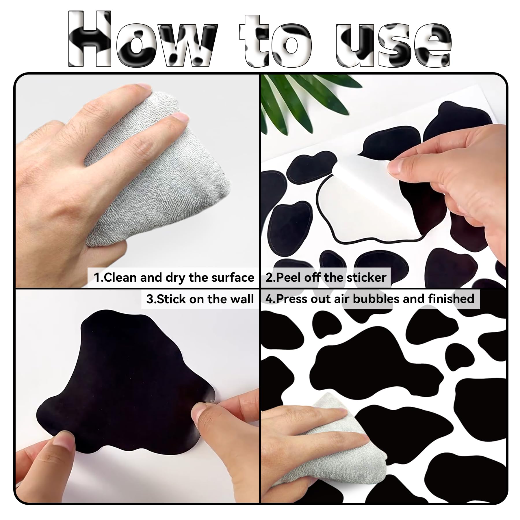 PartyGarden cow decals in living room for removable, mess-free decor